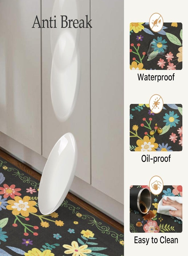 GENIMO Kitchen Mats for Floor 2PCS, Cushioned Kitchen Rugs Non Slip Washable, Farmhouse Anti Fatigue Mat Waterproof, Comfort Standing Mat Rug for Office, Home, Laundry, 17.3"x47"+17.3"x30", Black - Image 4